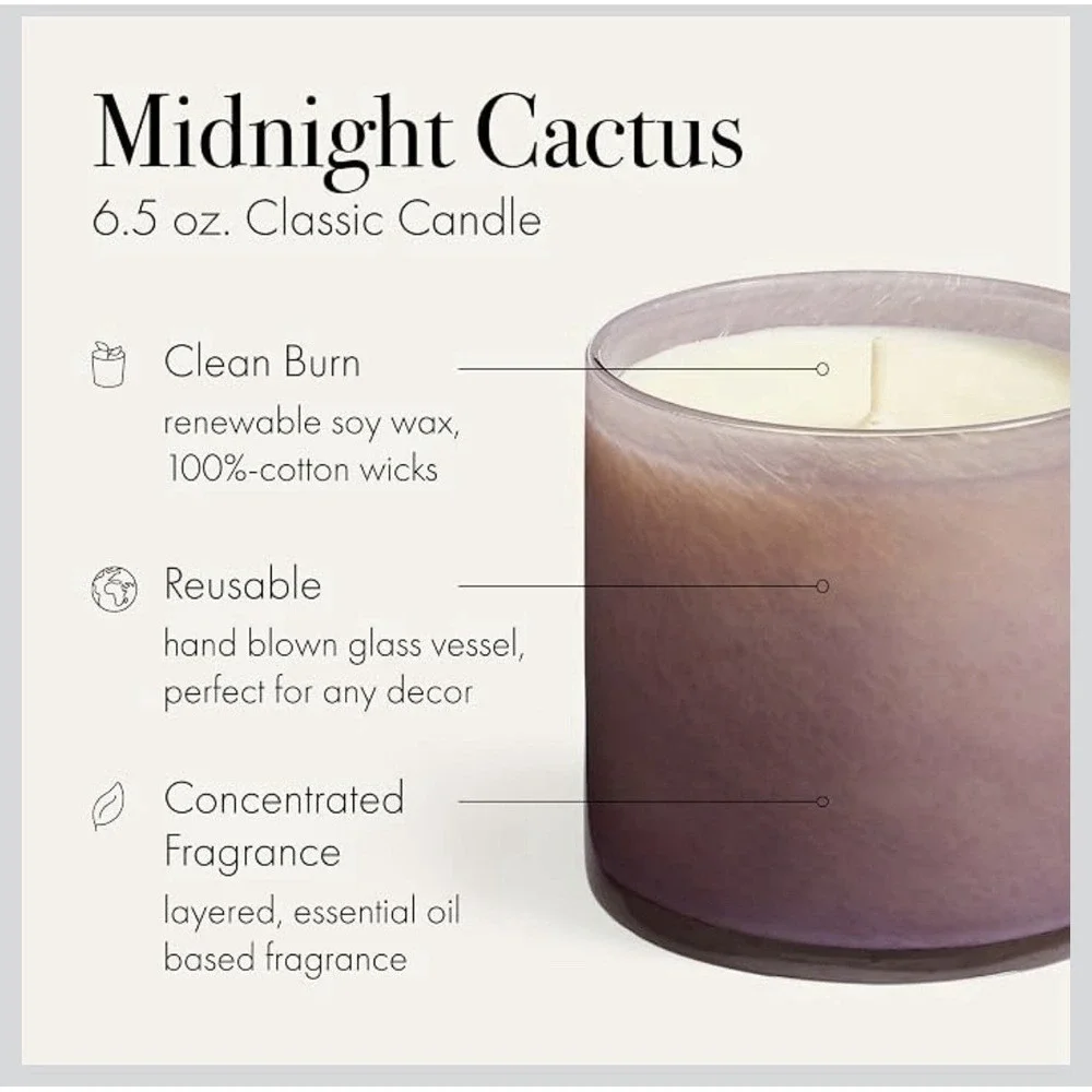 Lafco New York Midnight Cactus Soy Candle - Rasp Cactus Blossum Cedar 6.5 oz